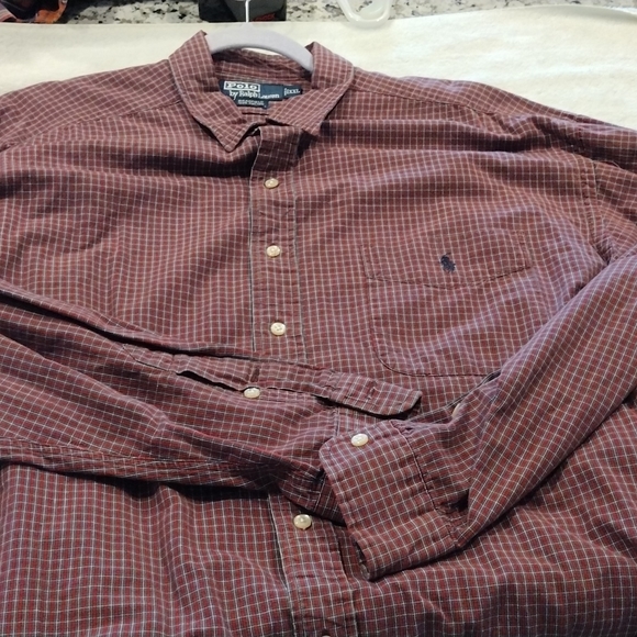 Ralph Lauren xxl long sleeve button down shirt red plaid - Picture 6 of 6